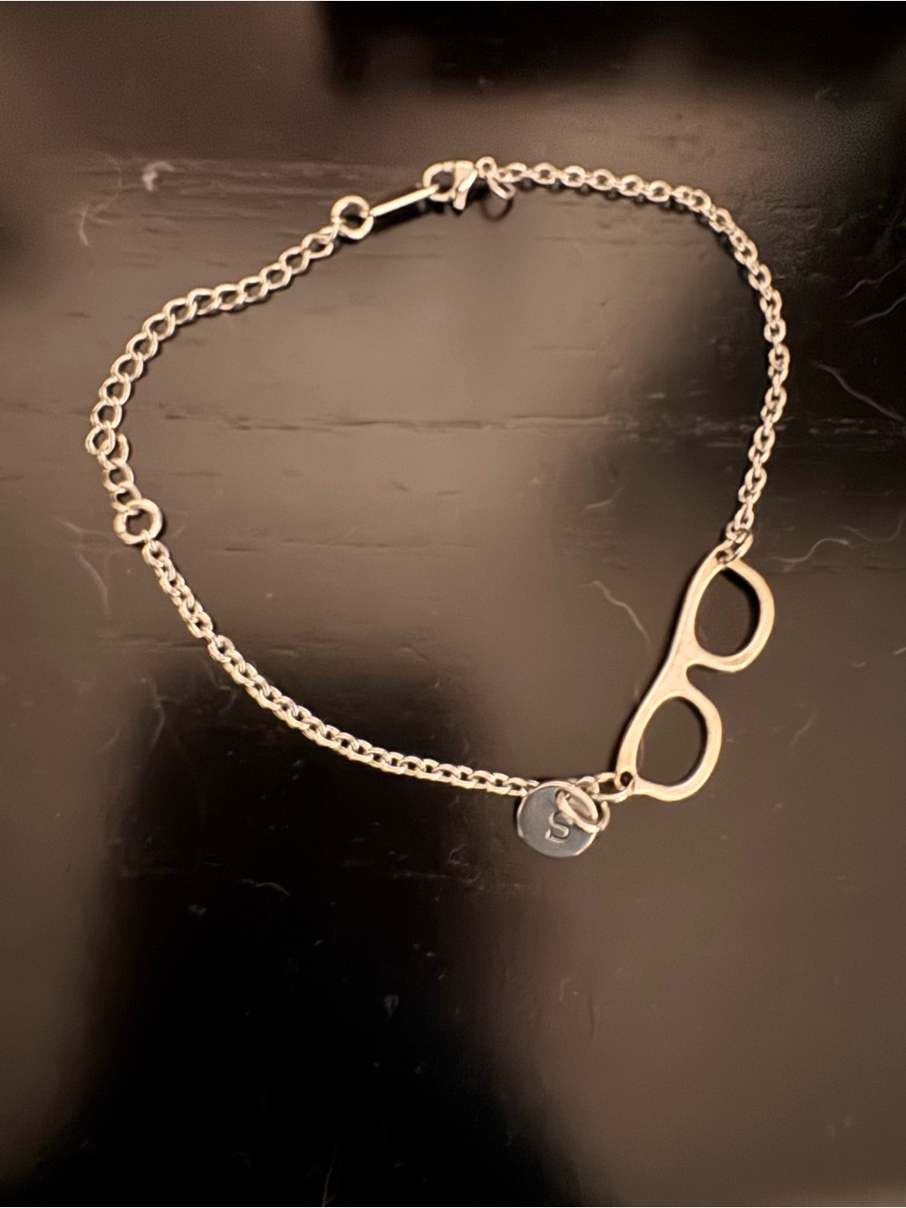Silver Sunglasses Link Bracelet with “s” charm